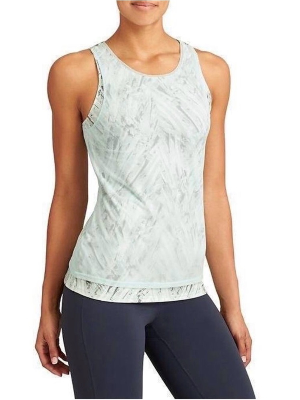 Athleta Palm Radiance Layered Tank Top Glacial silver/Gray/White Women’s S